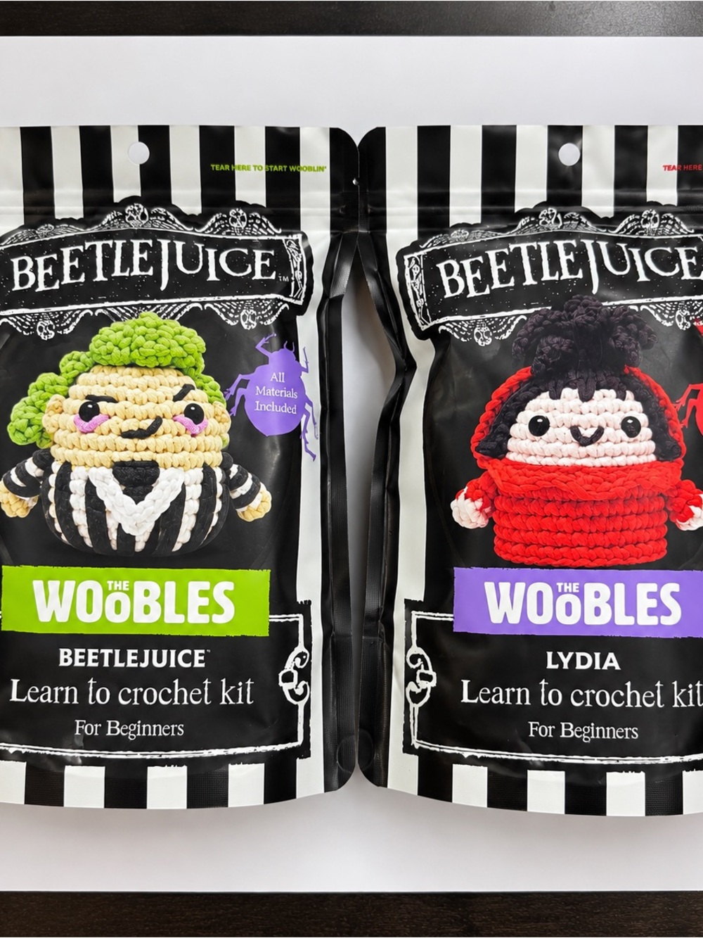 The Woobles Beetlejuice & Lydia Crochet Kit Bundle New Sealed